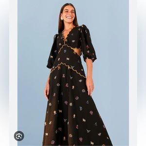 FARM RIO Zodiac embroidered midi dress.
